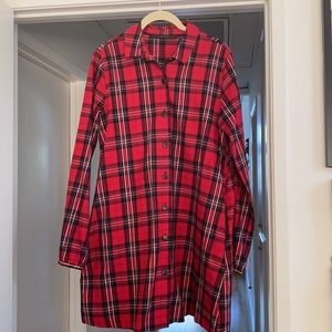 Zara Plaid Button Up Dress with Pockets